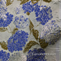 Tessuto broccato jacquard a fiori blu navy